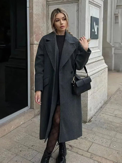 Elegante wollen trenchcoat met ceintuur – Isabella