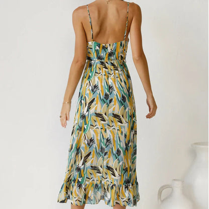 Lange damesjurk met print en elegante pasvorm – Arlena