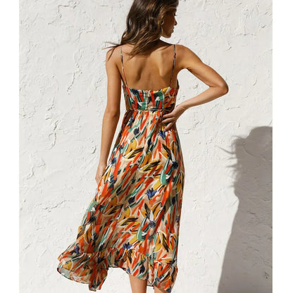 Lange damesjurk met print en elegante pasvorm – Arlena
