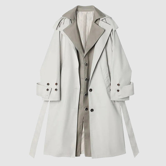 Lange windbreaker met contrasterende kraag voor dames – Sophie