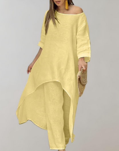Asymmetrische Tuniekjurk en Broek Set voor Dames – Sophie
