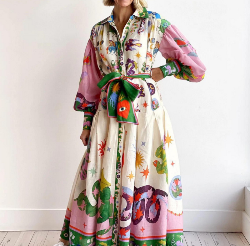 Volumineuze zomerjurk met speels patroon – Claudia