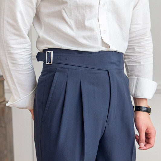 Klassieke Hoge Taille Buckle Dress Pants voor Heren - Mark