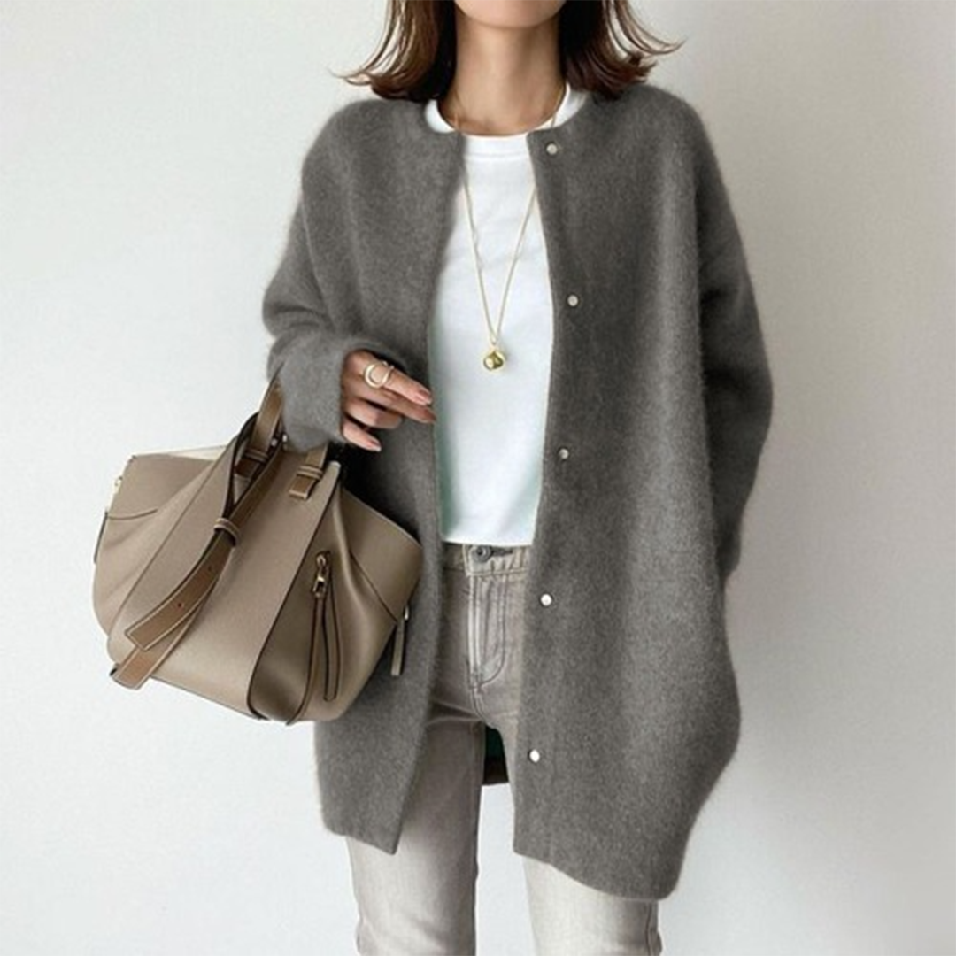 Elegante cashmere damescardigan met fluffy mouwen – Elise