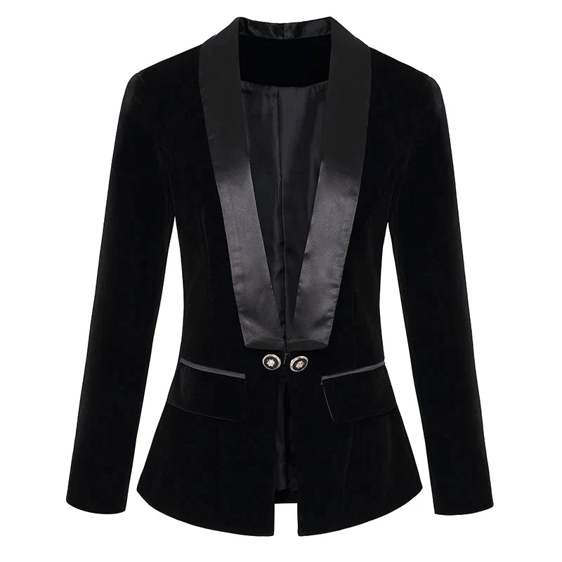 Fluwelen smoking blazer met satijnen revers – Olivier