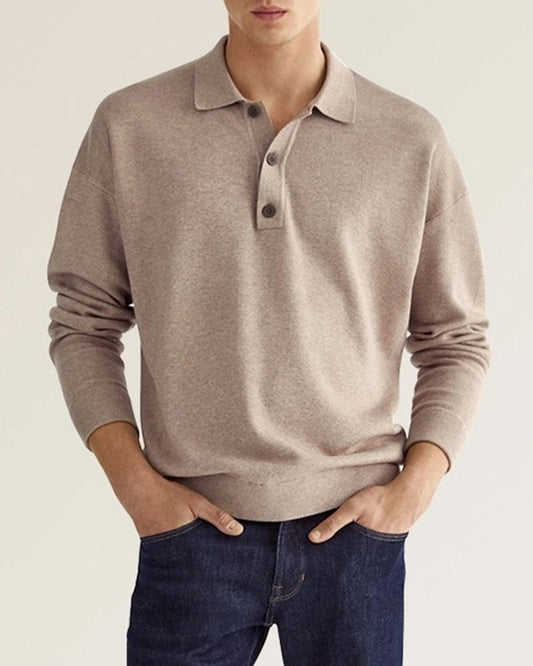 Lange mouwen polo met knoopsluiting voor heren – Thomas