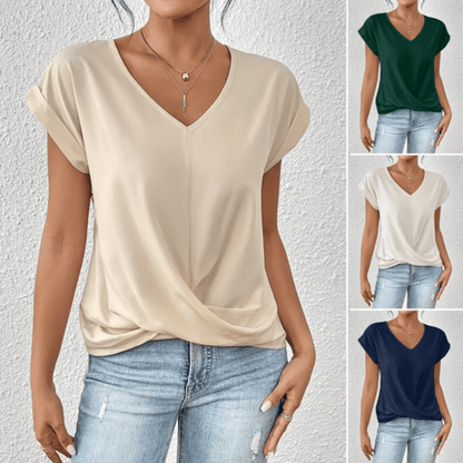 Casual V-Hals T-Shirt met Twist – Tammana