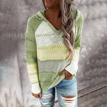 Patchwork sweater met capuchon voor kleur en comfort – Emily