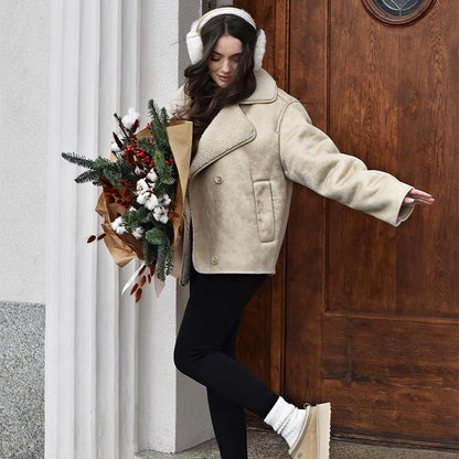 Suède Look Winterjas voor Dames met Fleece Voering – Marvella