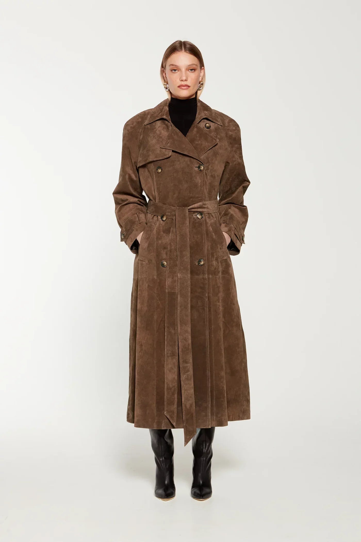 Suède Trenchcoat voor Dames met Ceintuur – Lotte
