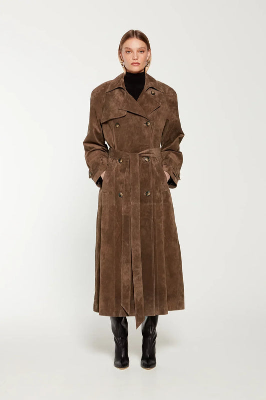 Suède Trenchcoat voor Dames met Ceintuur – Lotte