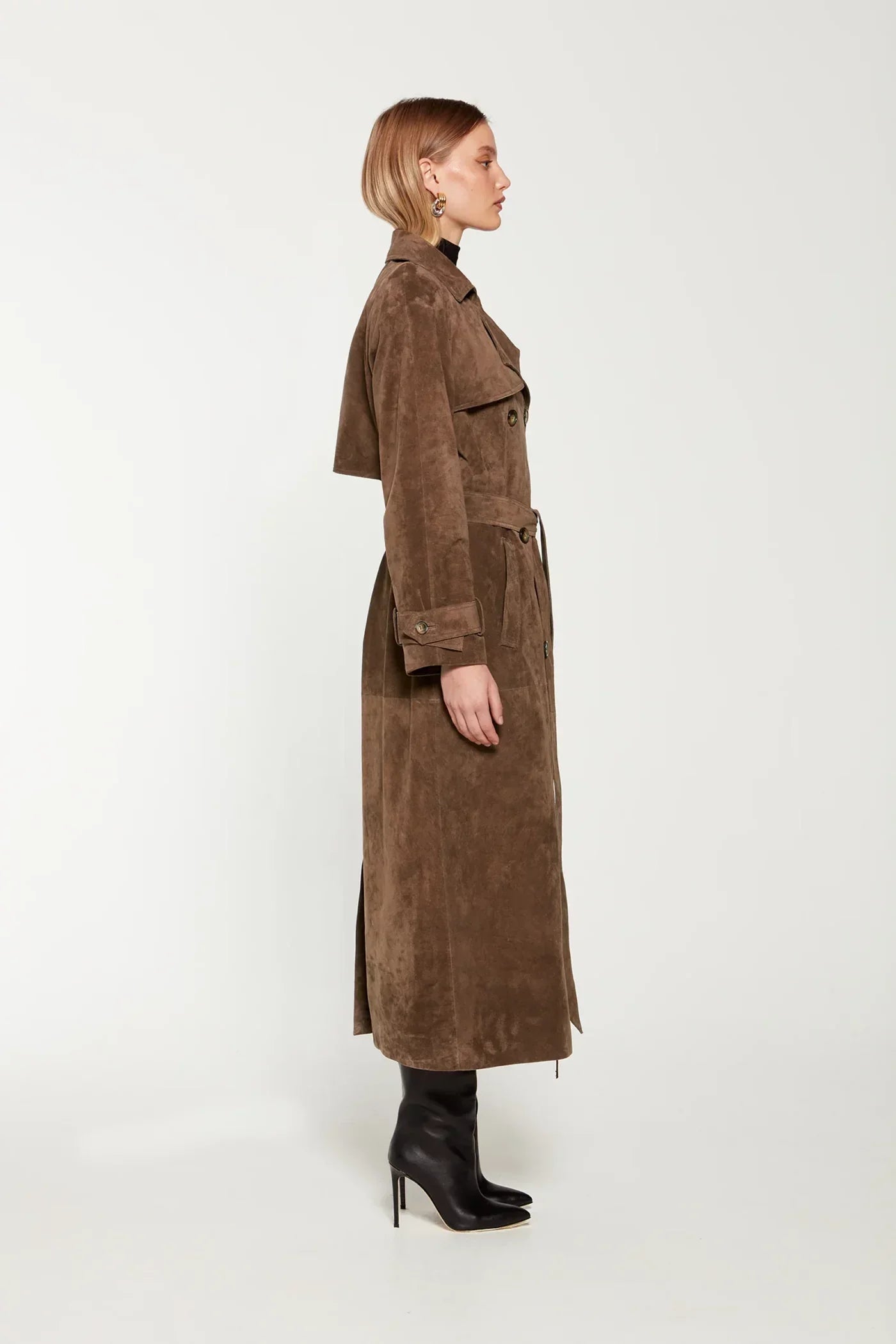 Suède Trenchcoat voor Dames met Ceintuur – Lotte