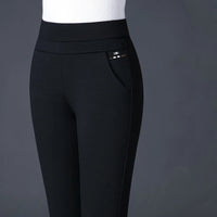 Hoog getailleerde rechte broek met elastische taille – Elise