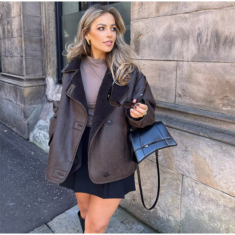 Suède Look Winterjas voor Dames met Fleece Voering – Marvella
