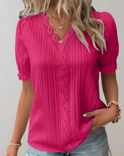 Elegante Top met Pofmouwen en Kant - Sofia