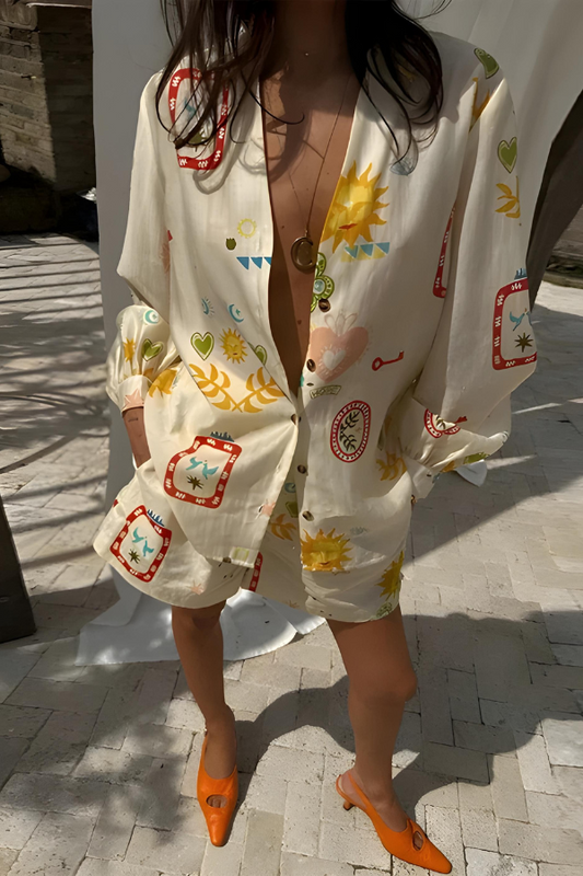 Zomerse dames set met print en oversized fit – Céline