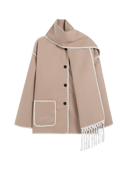 Warme Herfst-Winterjas met Afneembare Sjaal – Emma