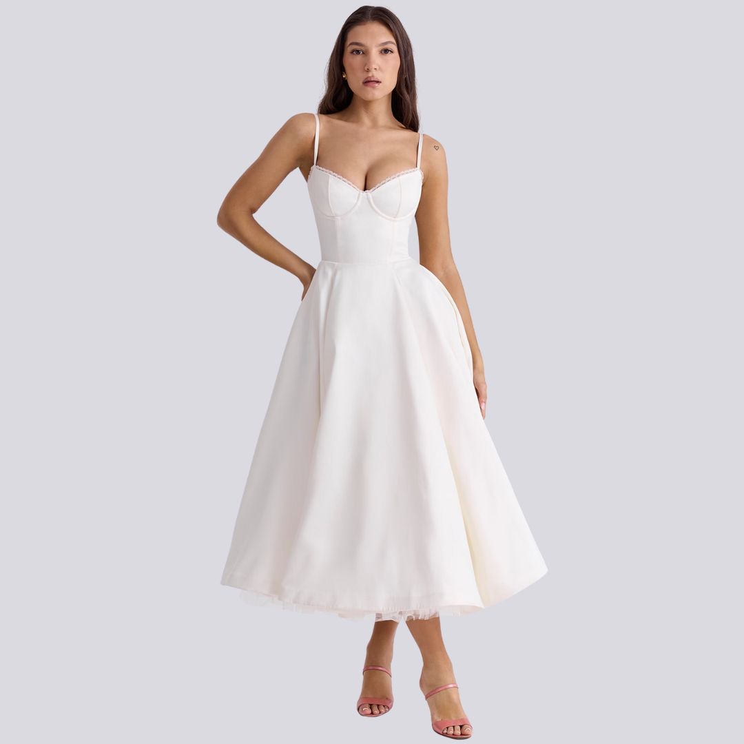 Tule avondjurk dames verstelbaar elegant met zakken – Bellarose