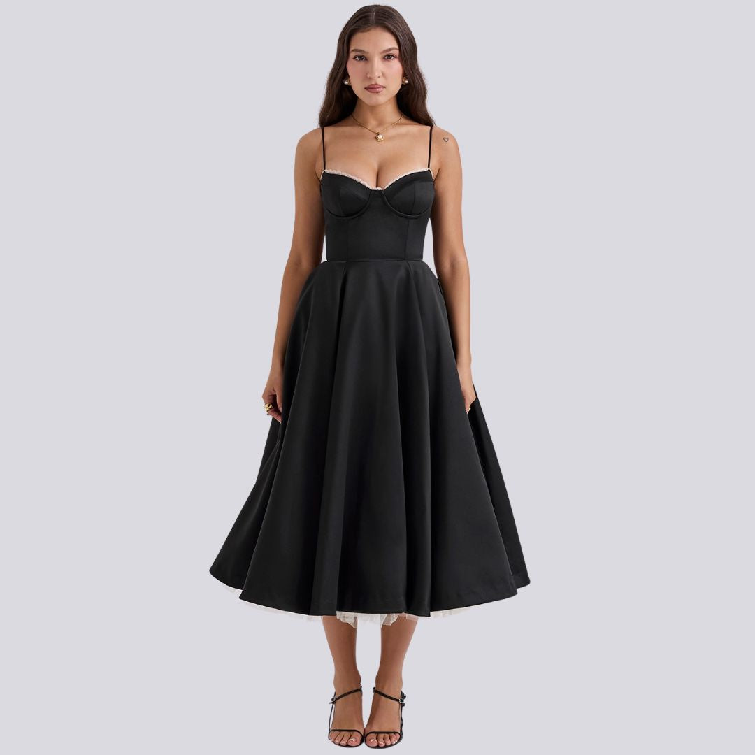 Tule avondjurk dames verstelbaar elegant met zakken – Bellarose