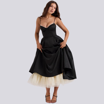 Tule avondjurk dames verstelbaar elegant met zakken – Bellarose