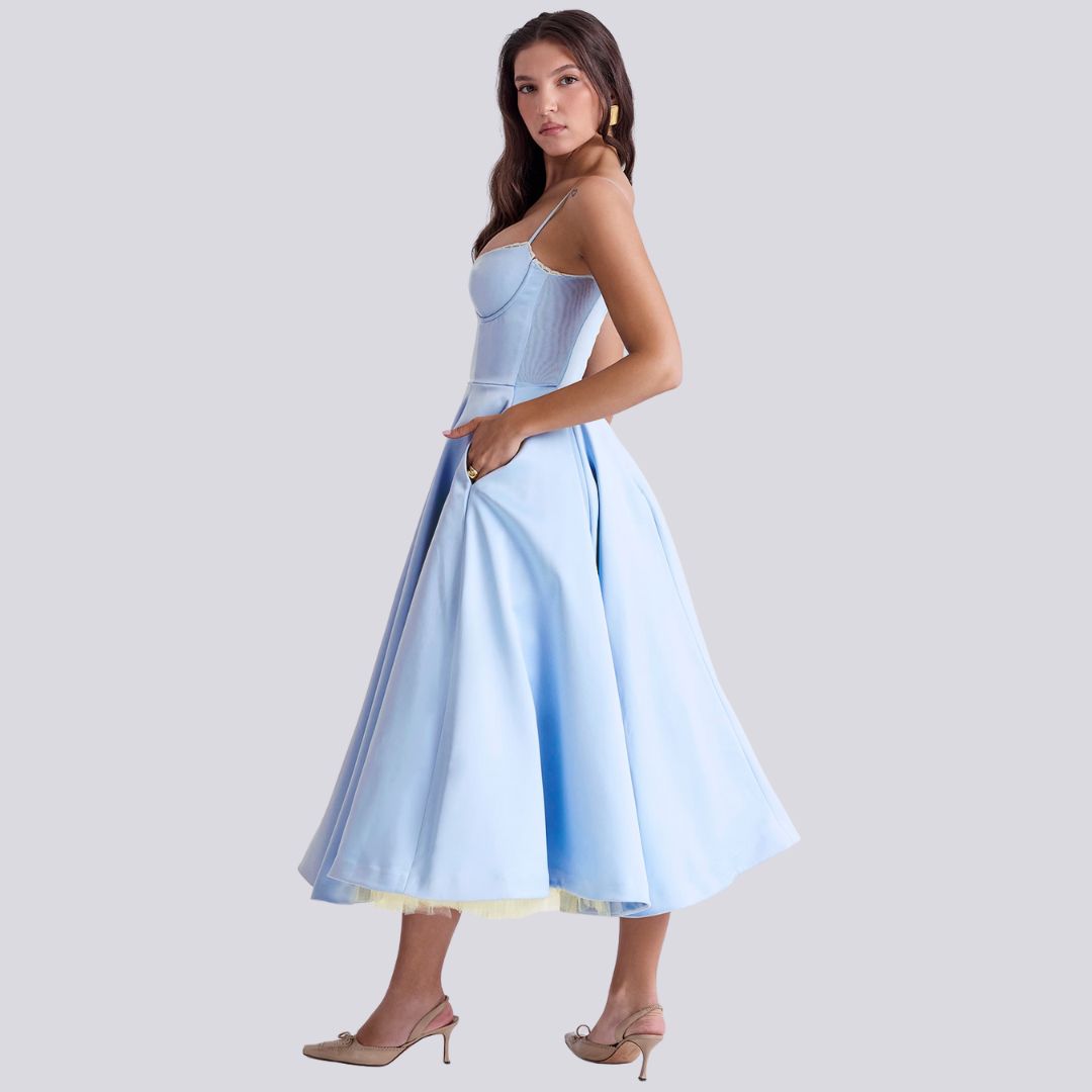 Tule avondjurk dames verstelbaar elegant met zakken – Bellarose
