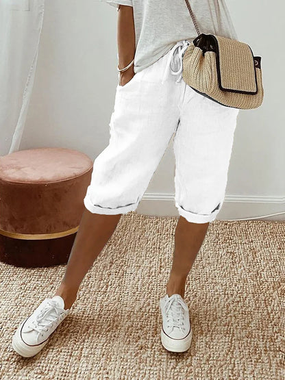 Linnen dames shorts met verstelbare taille – Emma