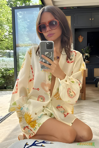 Zomerse dames set met print en oversized fit – Céline