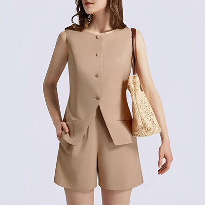 Gilet en short dames set voor zomerse look – Elvyna