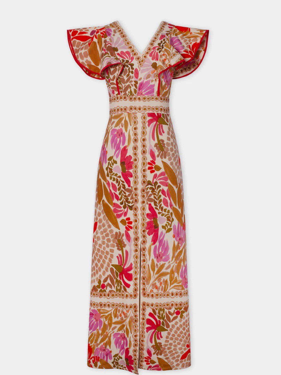 Maxi zomerjurk met bloemenprint en volantmouwen dames – Solara