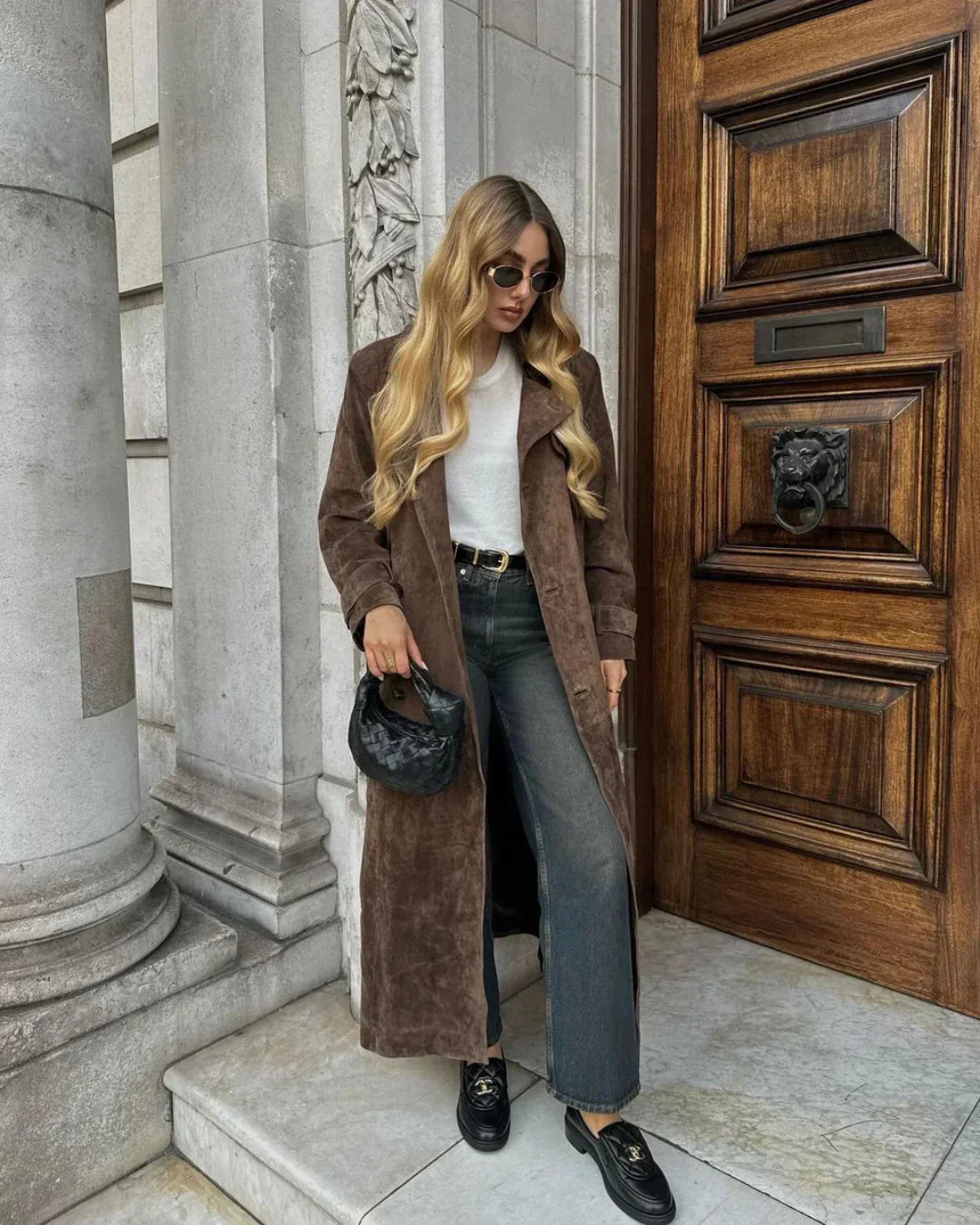 Retro suède trenchcoat voor een elegante look – Olivia