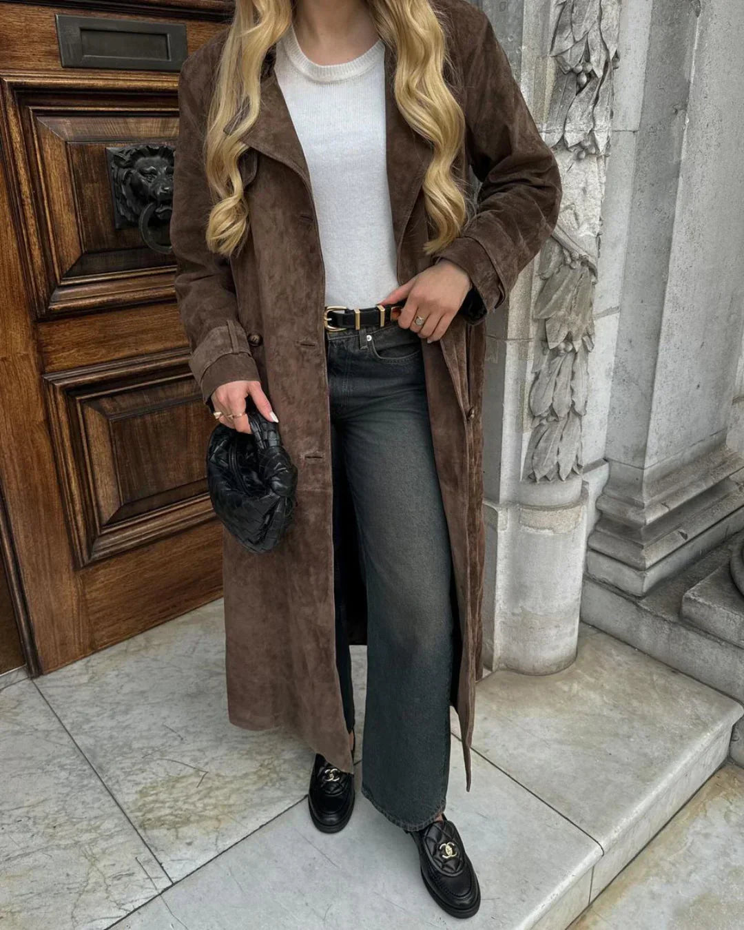 Retro suède trenchcoat voor een elegante look – Olivia