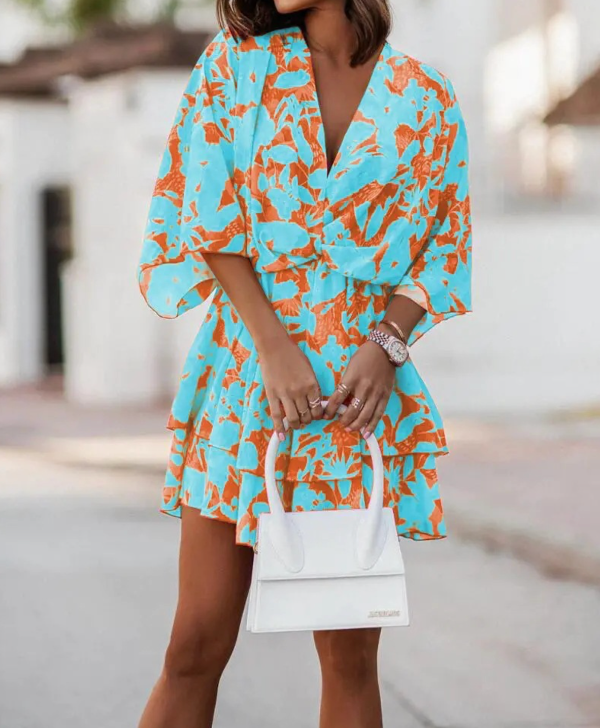 Boho bloemen mini-jurk voor dames met ruffles – Saralyn