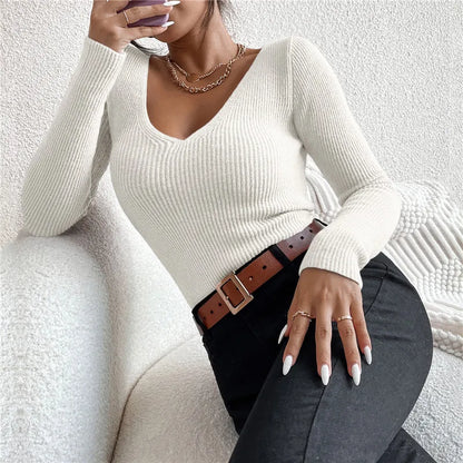 Gebreide V-hals trui voor stijl en comfort – Isabella