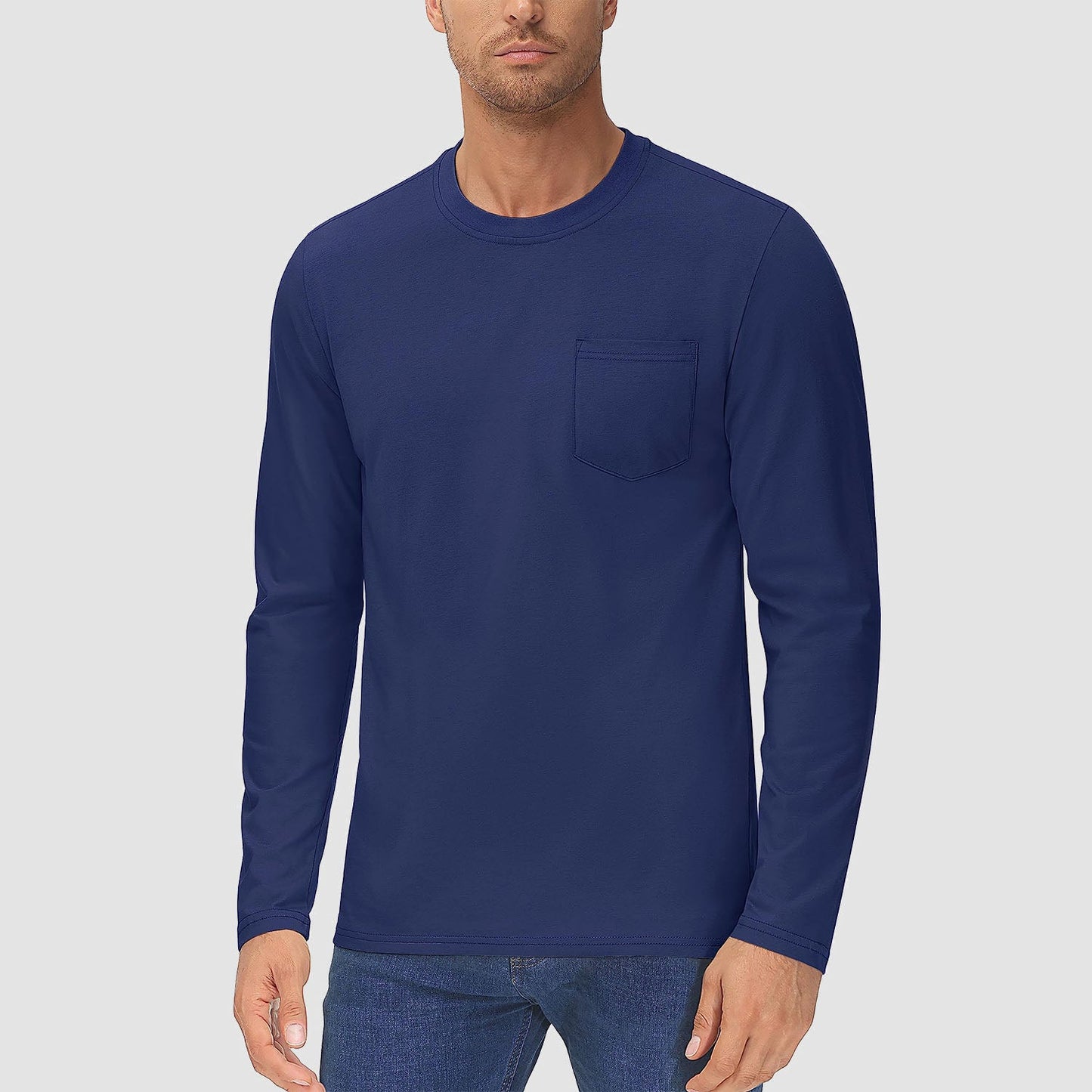Heren Casual Lange Mouwen T-shirt met Zak – Thomas