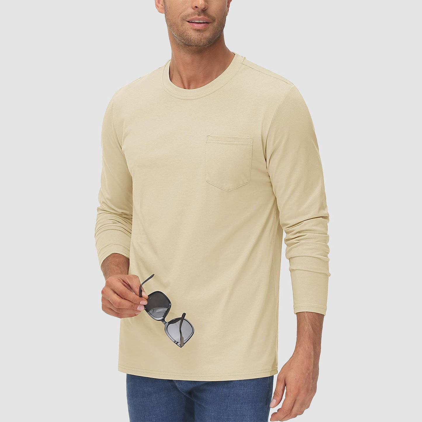 Heren Casual Lange Mouwen T-shirt met Zak – Thomas
