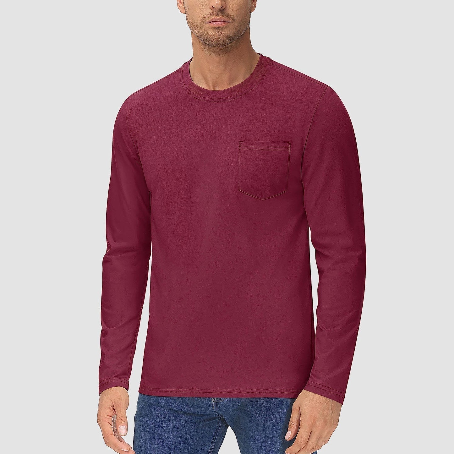 Heren Casual Lange Mouwen T-shirt met Zak – Thomas