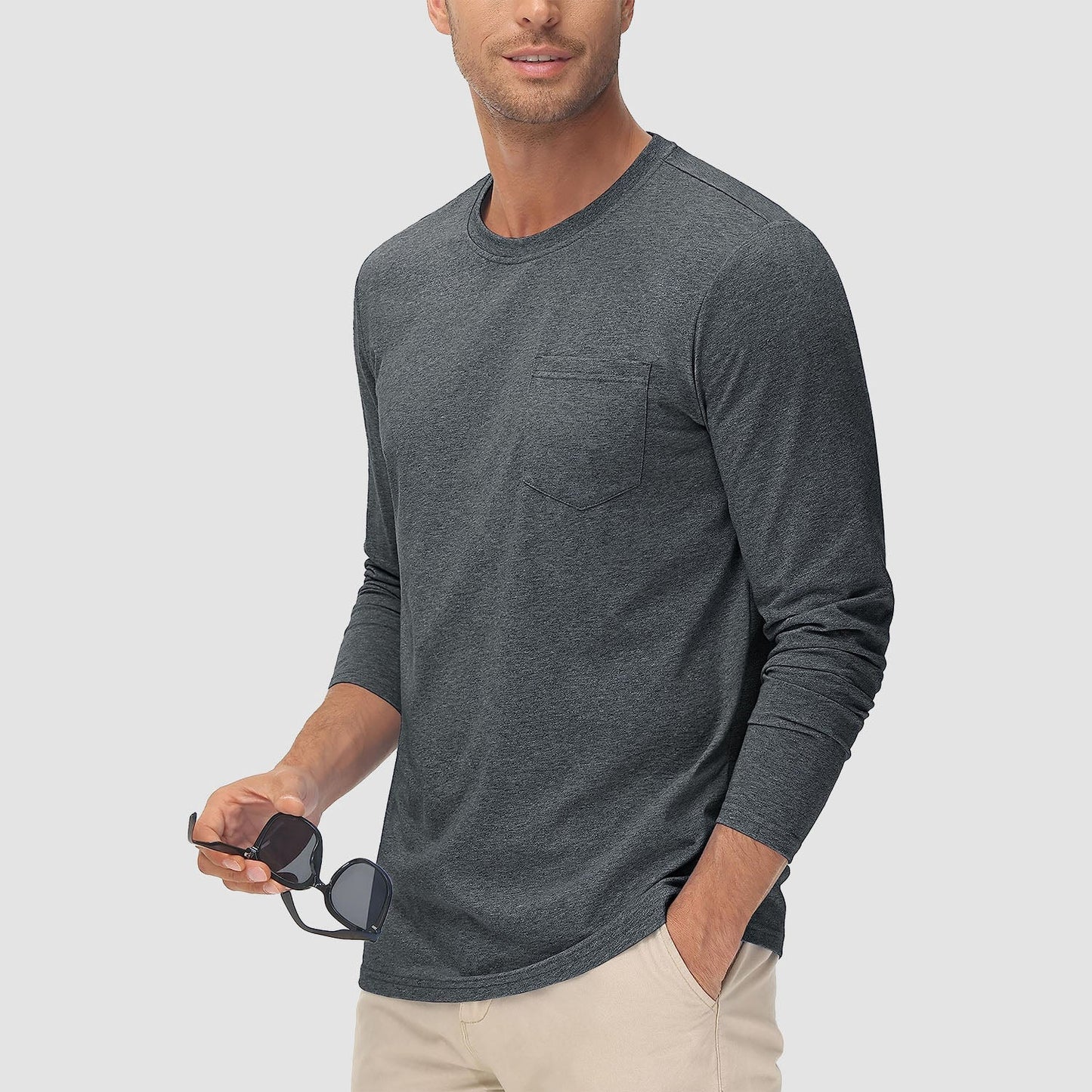Heren Casual Lange Mouwen T-shirt met Zak – Thomas