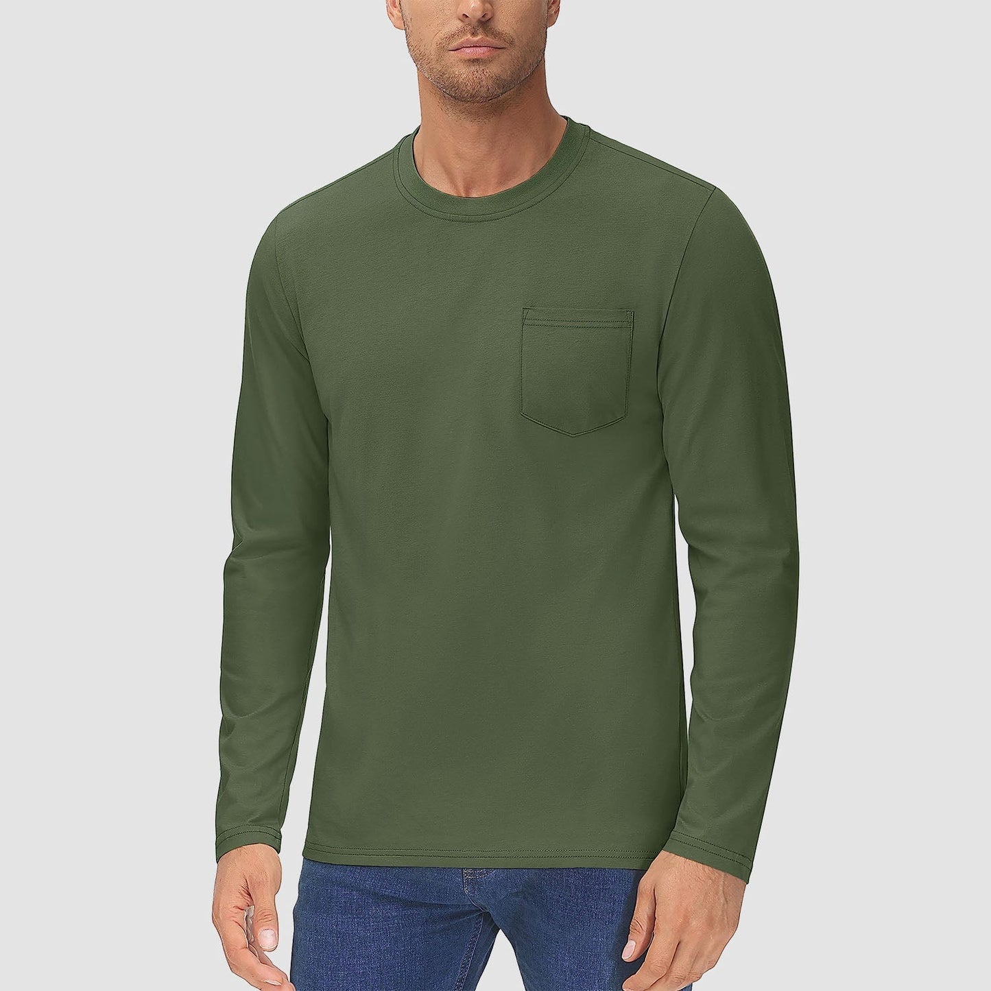 Heren Casual Lange Mouwen T-shirt met Zak – Thomas