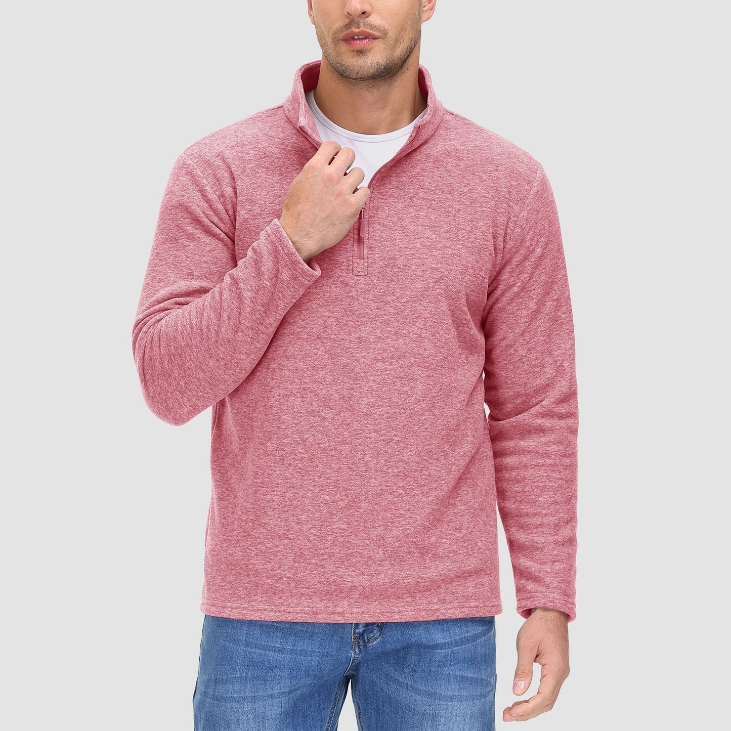 Heren Fleece Quarter-Zip Longsleeve – Olivier