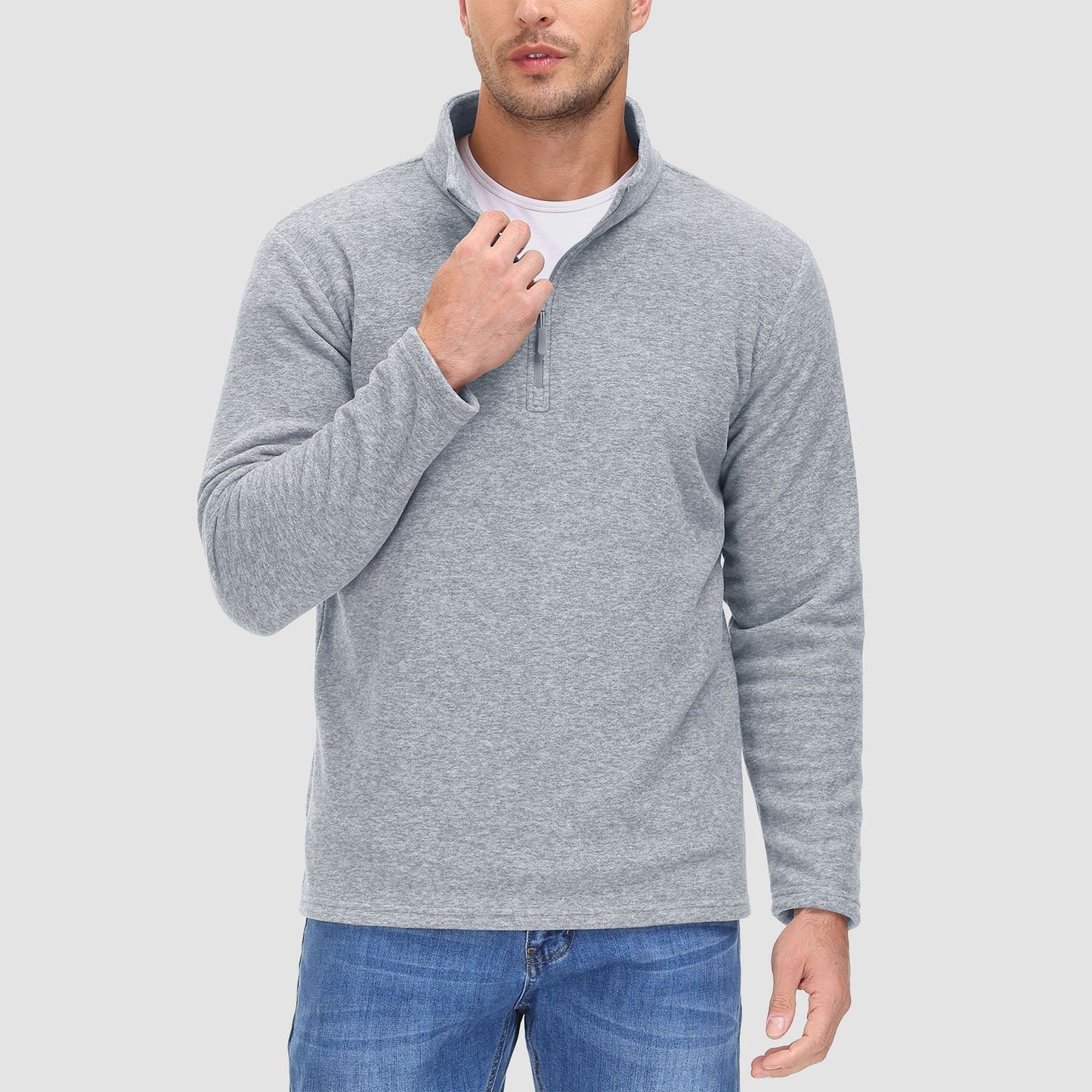 Heren Fleece Quarter-Zip Longsleeve – Olivier