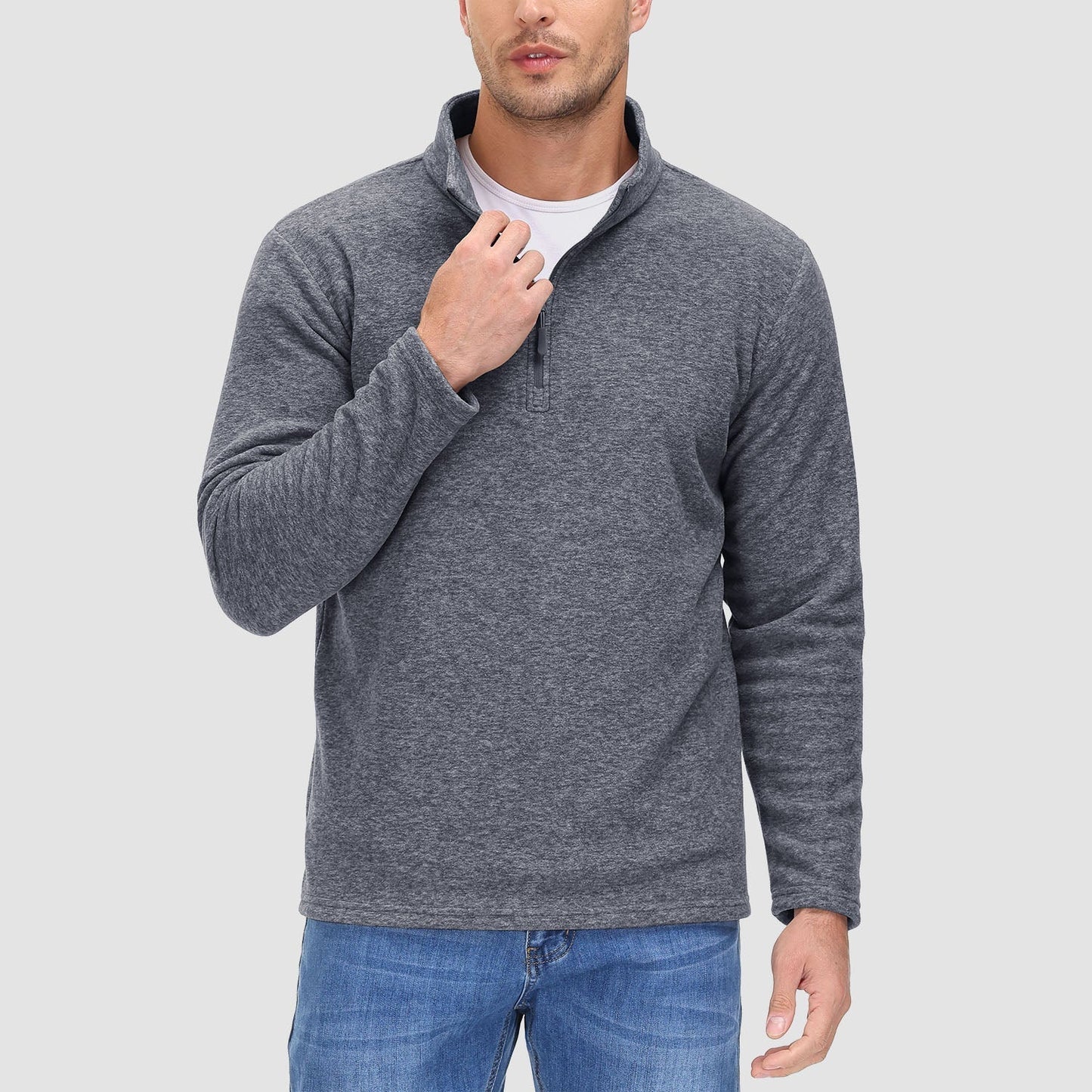 Heren Fleece Quarter-Zip Longsleeve – Olivier