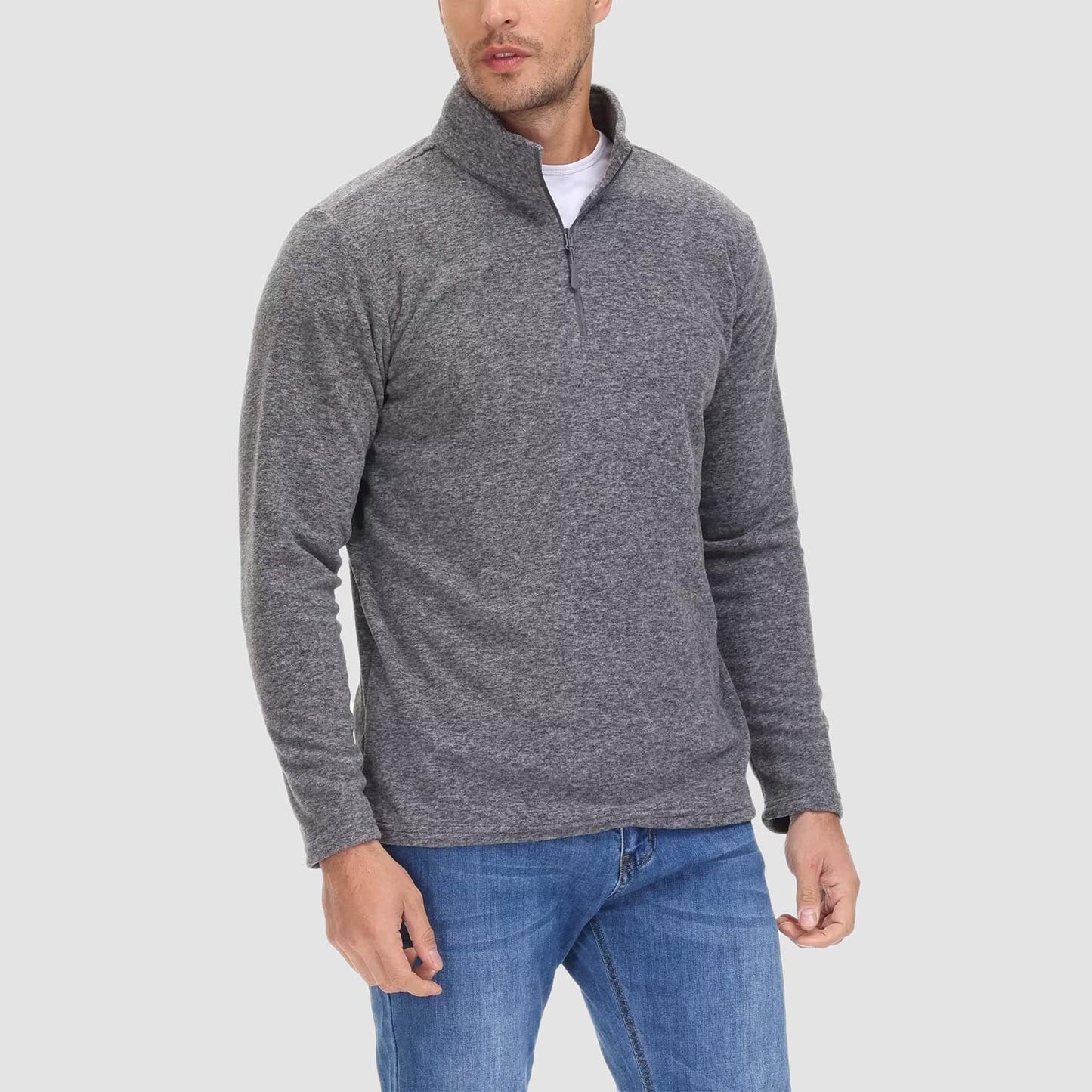 Heren Fleece Quarter-Zip Longsleeve – Olivier