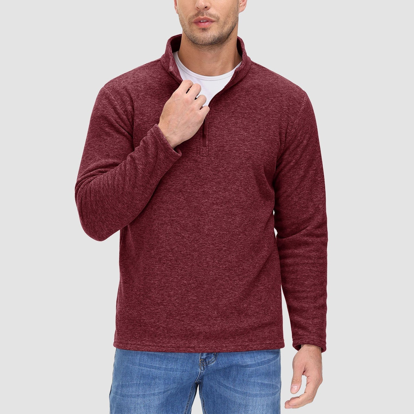 Heren Fleece Quarter-Zip Longsleeve – Olivier