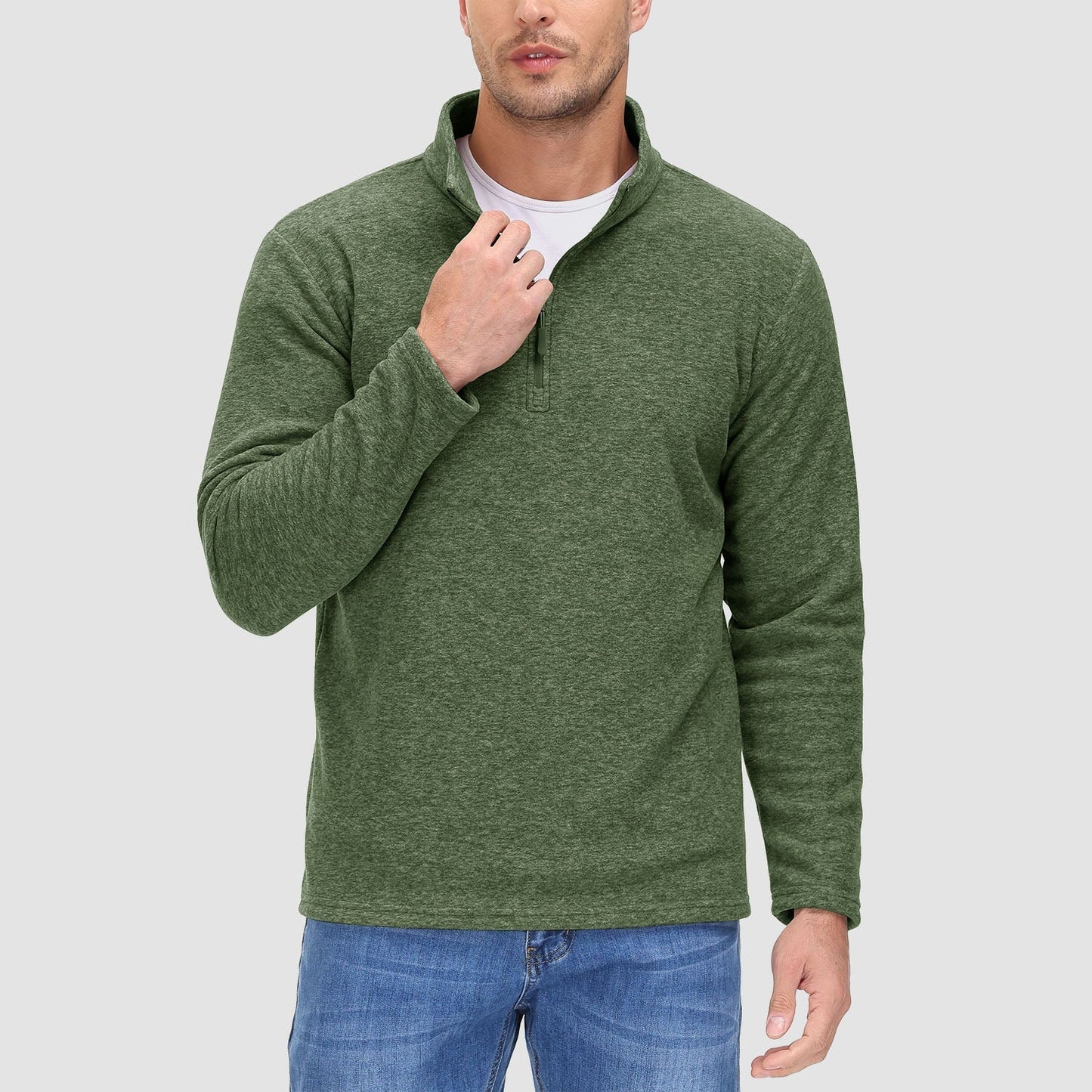 Heren Fleece Quarter-Zip Longsleeve – Olivier