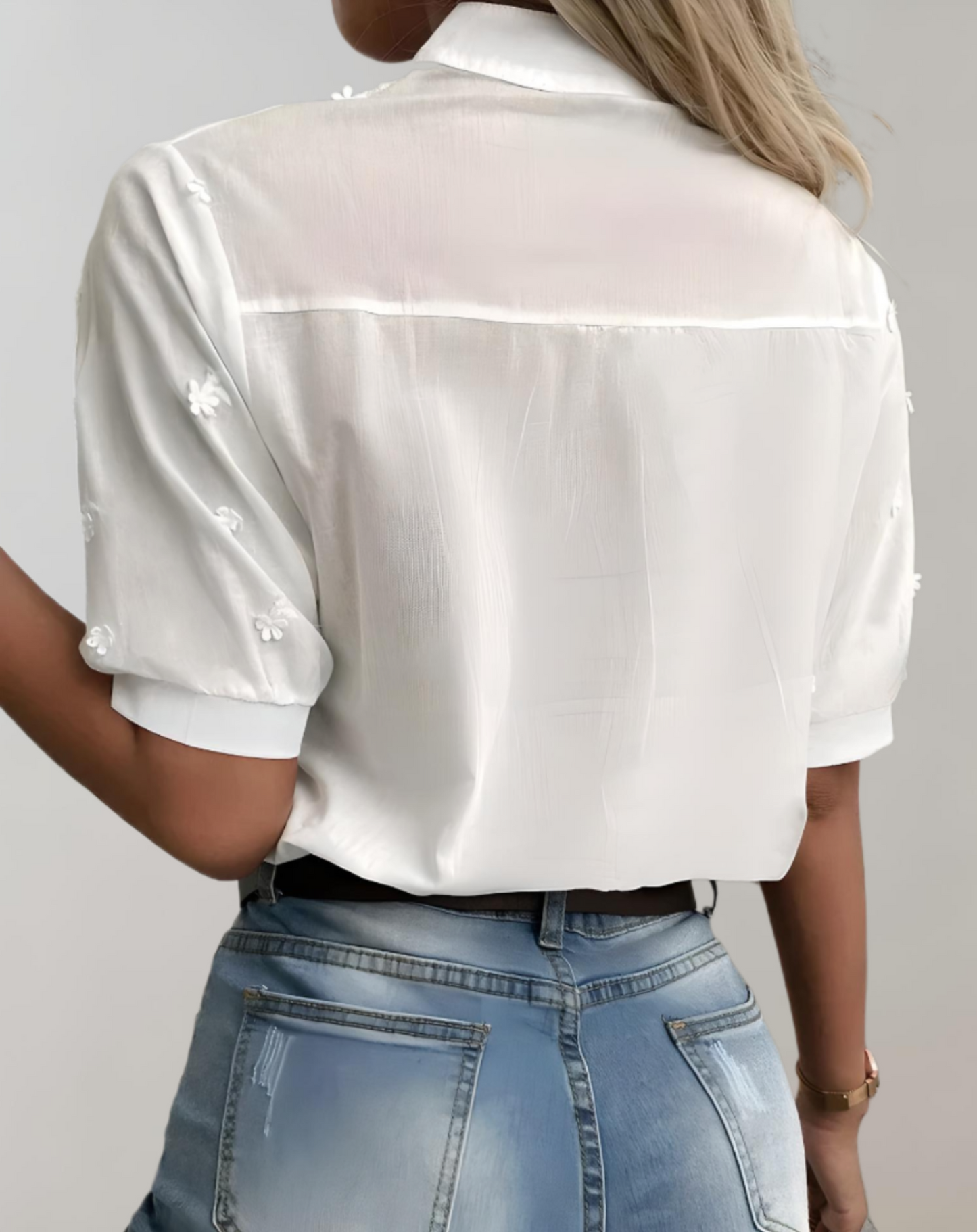 Bloemenpatroon Blouse Met Mandarin Kraag – Luna