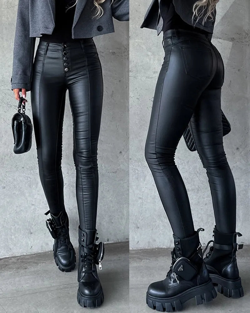 Leren broek dames zwart – Sophie