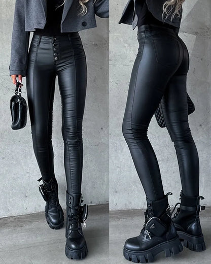 Leren broek dames zwart – Sophie