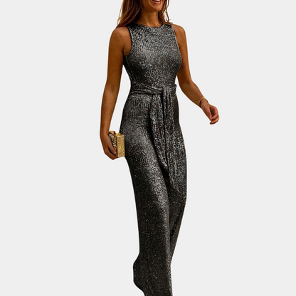 Glitter feestelijke dames jumpsuit voor avondje uit – Lisa