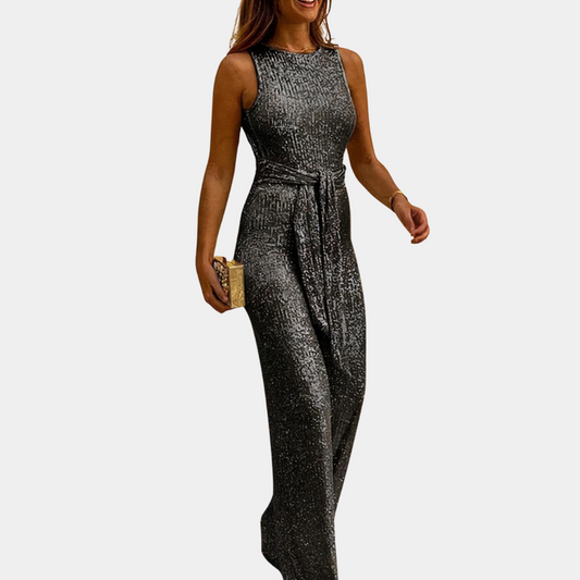 Glitter feestelijke dames jumpsuit voor avondje uit – Lisa