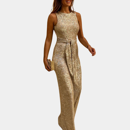 Glitter feestelijke dames jumpsuit voor avondje uit – Lisa